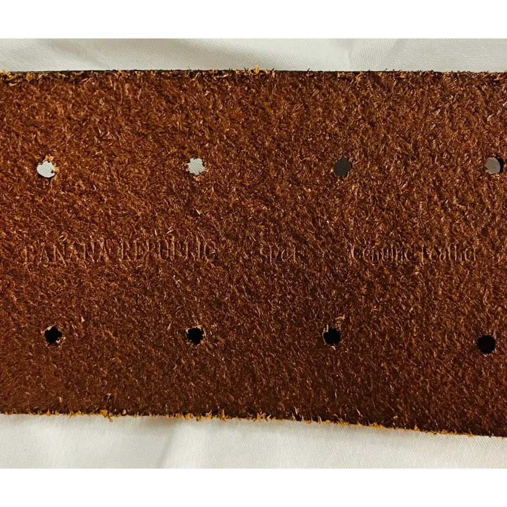 Banana Republic Leather Belt L Brown Wide Double Prong Gold Buckle Capsule Y2K